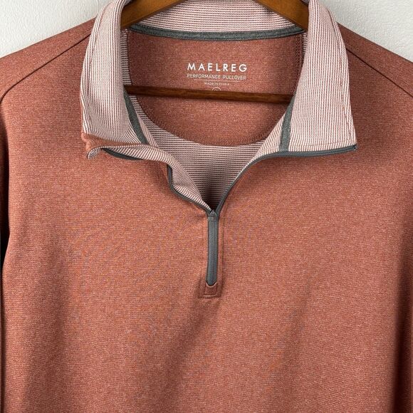Maelreg 1/4 Zip Pullover Men XL Orange With Stripe Collar & Grey Trim Polyester - Picture 3 of 6
